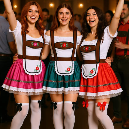Fuchsia-farvet dirndl-kjole til Oktoberfest, Fay