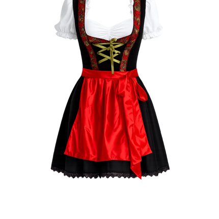 Rød dirndl-kjole til Oktoberfest – Rosalie