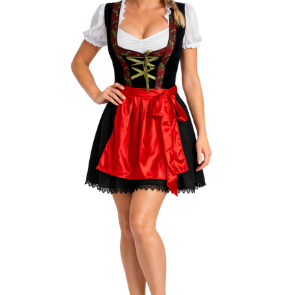 Rød dirndl-kjole til Oktoberfest – Rosalie