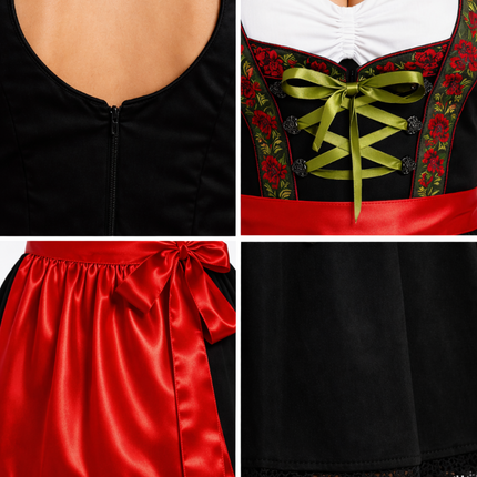 Rød dirndl-kjole til Oktoberfest – Rosalie