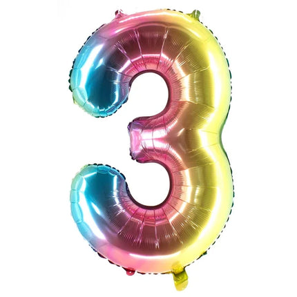 3 år, talballon, regnbue, tom, 1 m
