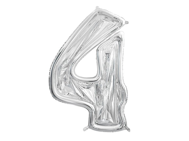 4 Jaar Ballon Frame Zilver 1,26m van Partydeco koop je bij Partywinkel