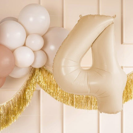 4 Jaar Cijfer Ballon Beige Leeg 72cm van Partydeco koop je bij Partywinkel