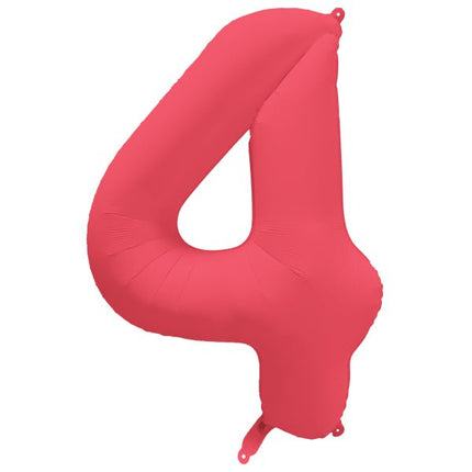 4 Jaar Cijfer Ballon Rood Neon Leeg 86cm van Riethmueller koop je bij Partywinkel