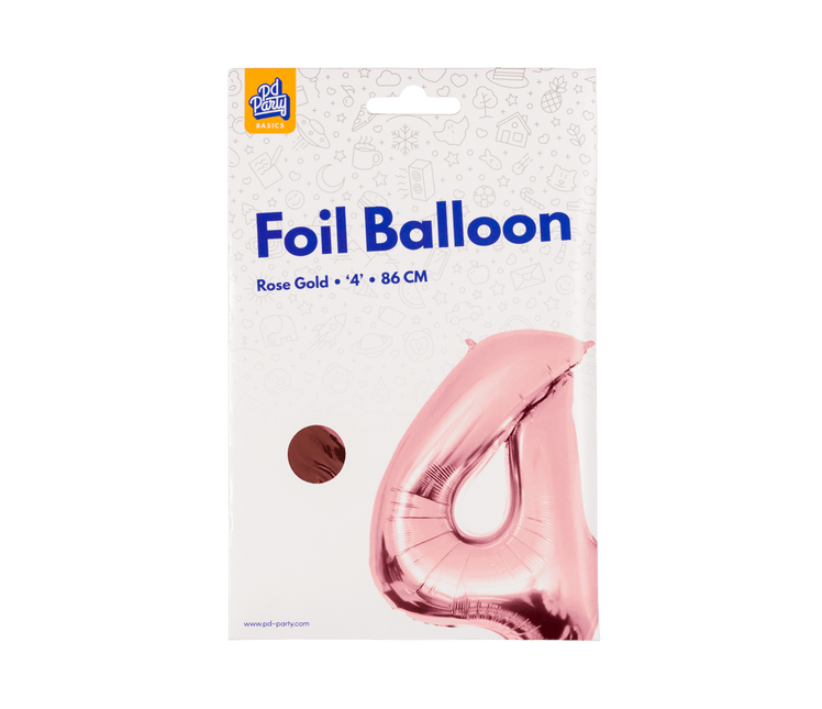 4 Jaar Cijfer Ballon Rose Goud Leeg 86cm van Paper Dreams koop je bij Partywinkel