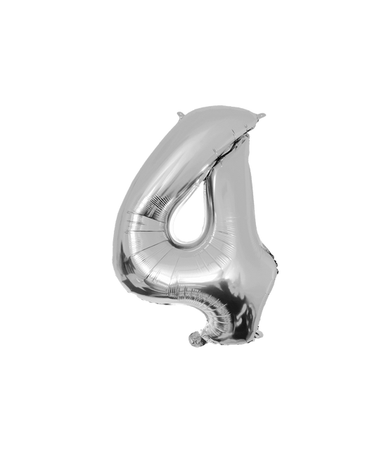 4 Jaar Cijfer Ballon Zilver Leeg 86cm van Paper Dreams koop je bij Partywinkel