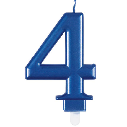 4 Jaar Kaars Blauw 12cm van Unique koop je bij Partywinkel