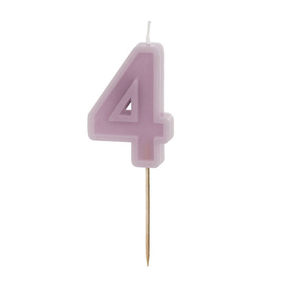 4 Jaar Kaars Paars 10cm van Partydeco koop je bij Partywinkel