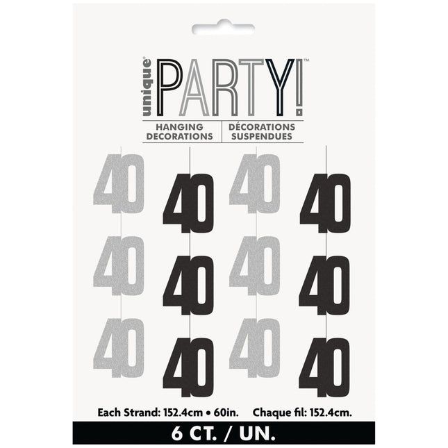 40 Jaar Hangdecoratie Zilver 1,52m van Unique koop je bij Partywinkel