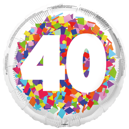 40 Jaar Helium Ballon Confetti Leeg 45cm van Unique koop je bij Partywinkel