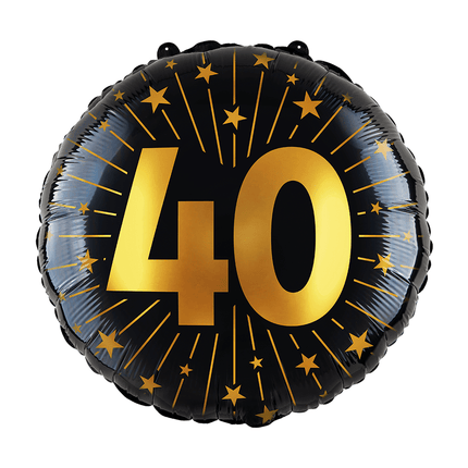 40 Jaar Helium Ballon Zwart Goud Folie Leeg 45cm van WeFiesta koop je bij Partywinkel