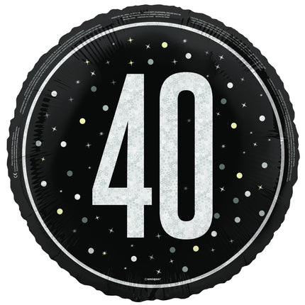 40 Jaar Helium Ballon Zwart Wit Leeg 45cm van Unique koop je bij Partywinkel