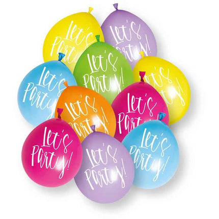 Farvede balloner »Lets Party« 23 cm, 10 stk.