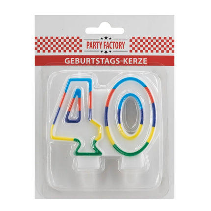 40-års-lys med farvet kant, 7 cm