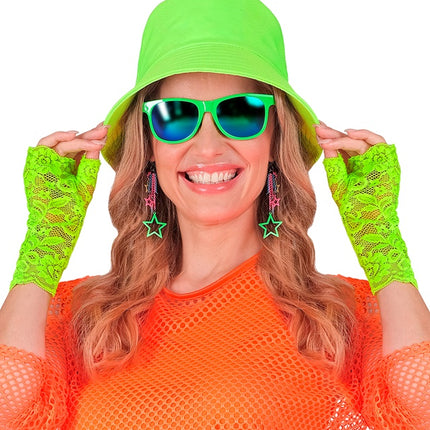 HANDSKER MED NEONGRØNNE BLONDER