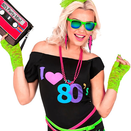 HANDSKER MED NEONGRØNNE BLONDER