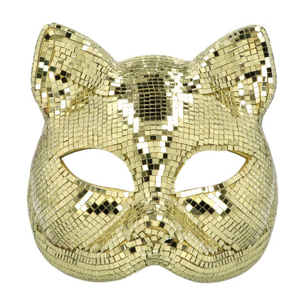 Halvmaske Disco Cat, guld