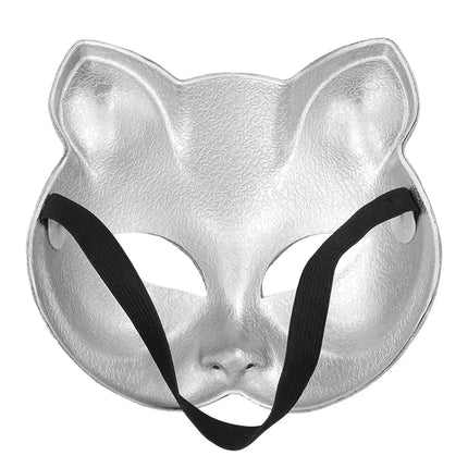 Halvmaske Disco Cat sølv