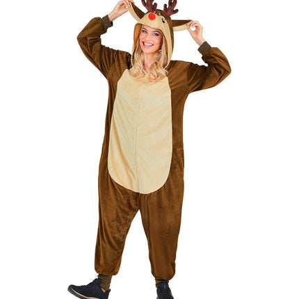 Rensdyrkostume, brun, ensfarvet