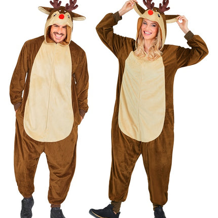 Rensdyrkostume, brun, ensfarvet