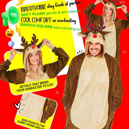 Rensdyrkostume, brun, ensfarvet