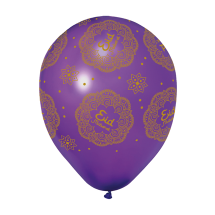 Eid Mubarak Balloner Lilla Blå 30cm 6stk