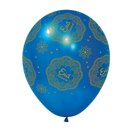 Eid Mubarak Balloner Lilla Blå 30cm 6stk
