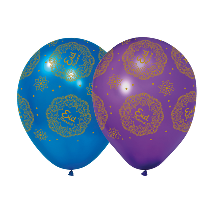 Eid Mubarak Balloner Lilla Blå 30cm 6stk
