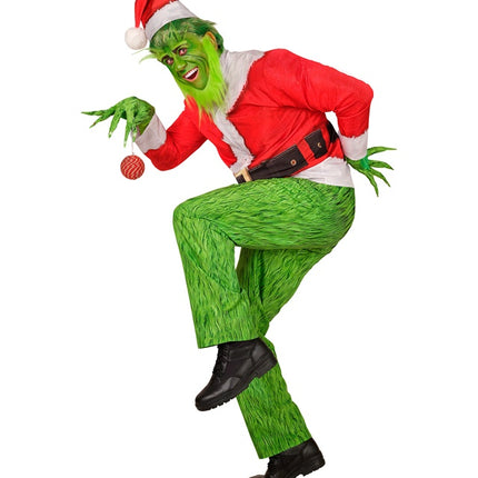 Grinch-kostume i rødt og grønt