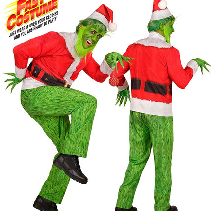 Grinch-kostume i rødt og grønt