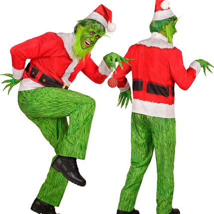 Grinch-kostume i rødt og grønt