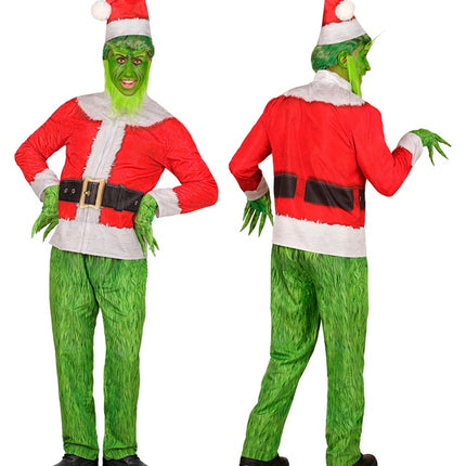 Grinch-kostume i rødt og grønt