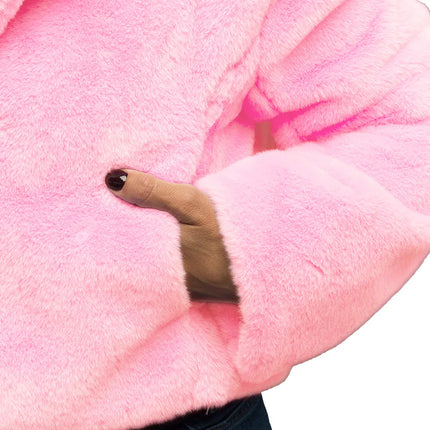 Fluffy rave-jakke, lyserød (M/L)