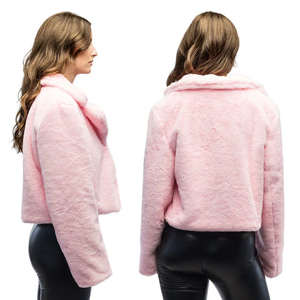 Fluffy rave-jakke, lyserød (M/L)