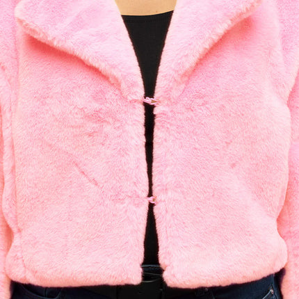 Fluffy rave-jakke, lyserød (M/L)