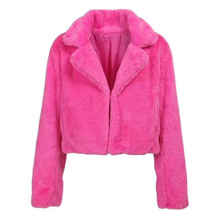 Fluffy rave-jakke i neonrosa (M/L)