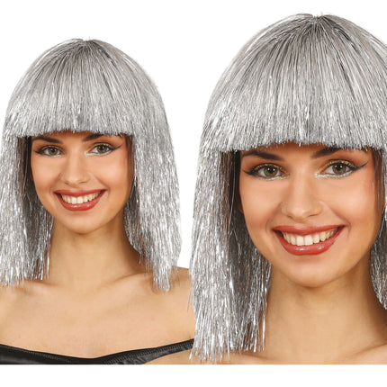 Sølvfarvet paryk