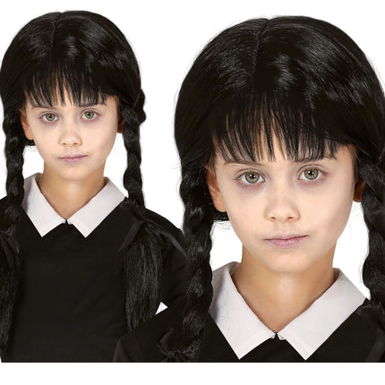 Sort paryk med fletninger barn