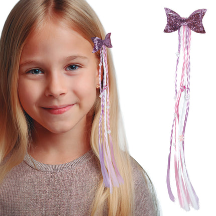 Pink hårforlængelse fletninger 30 cm