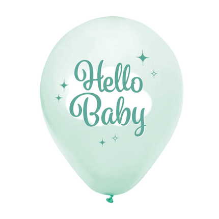 Turkis balloner »Hello Baby« 30 cm, 8 stk.