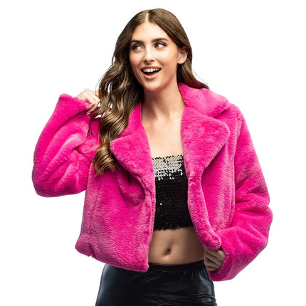 Fluffy rave-rosa jakke (M/L)