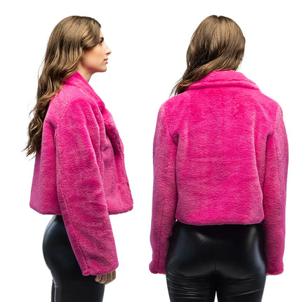 Fluffy rave-rosa jakke (M/L)