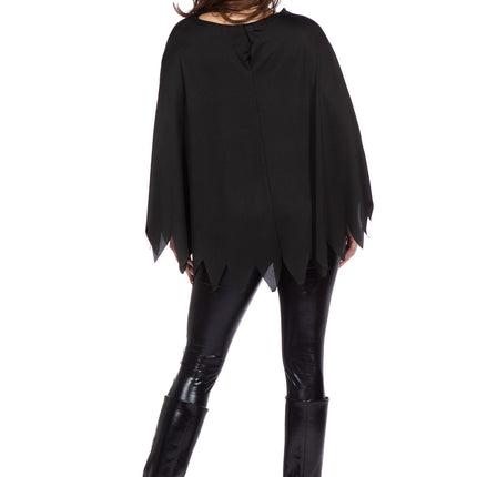 Skelet Poncho Sort Sølv Strass