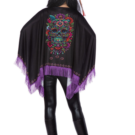 Dia De Los Muertos Poncho Sort Lilla