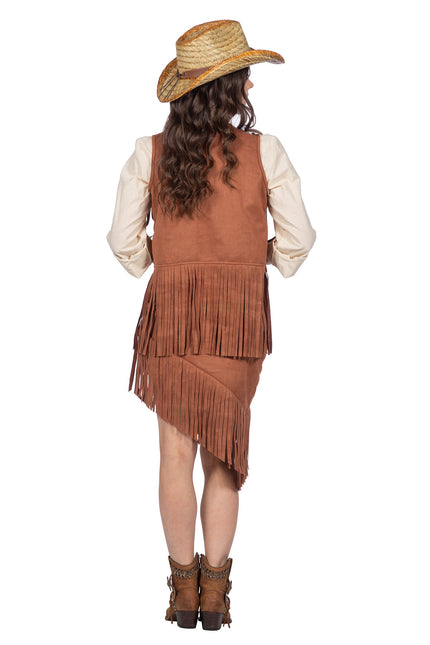 Cowgirl-kostume brun til damer, 2 dele