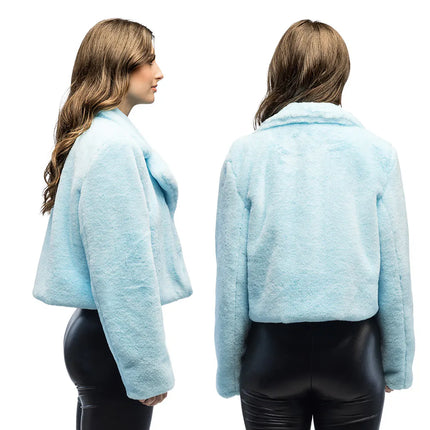 Fluffy rave-jakke, lyseblå (M/L)