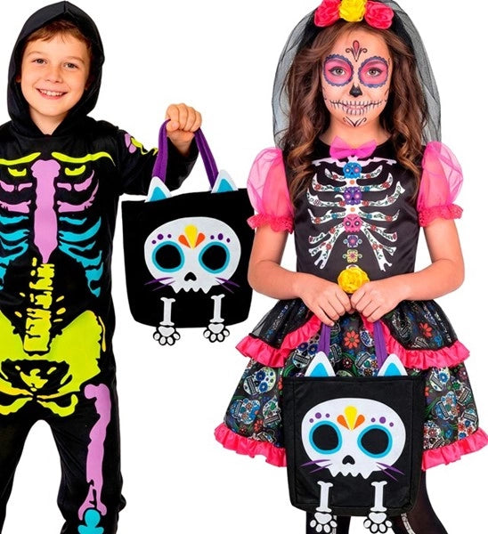 »Trick or Treat«-taske med skeletkat