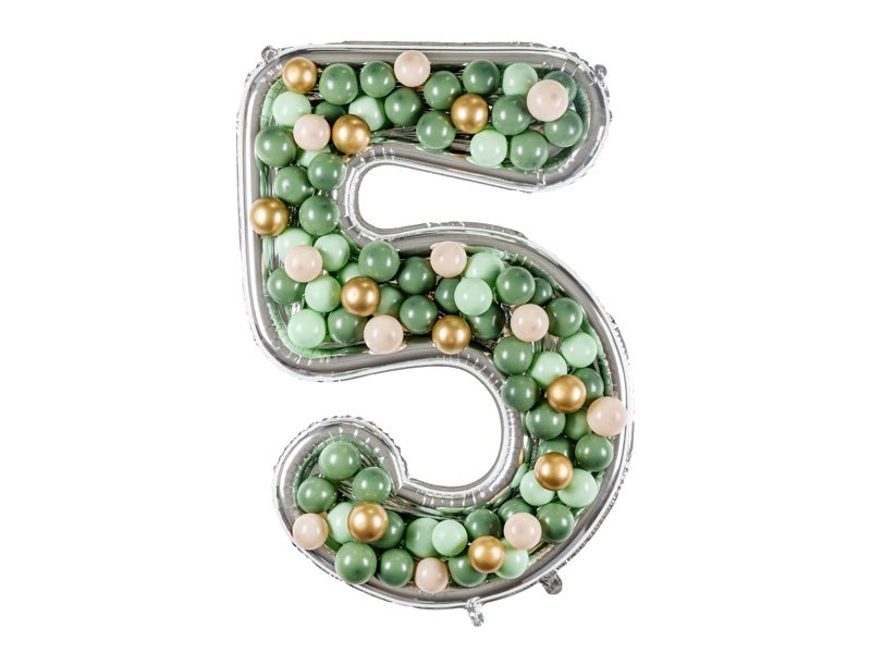 5 Jaar Ballon Frame Zilver 1,26m van Partydeco koop je bij Partywinkel