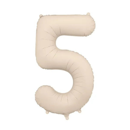 5 Jaar Cijfer Ballon Beige Mat Leeg 86cm van Partydeco koop je bij Partywinkel