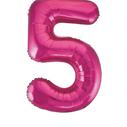 5 Jaar Cijfer Ballon Fuchsia Leeg 86cm van Unique koop je bij Partywinkel